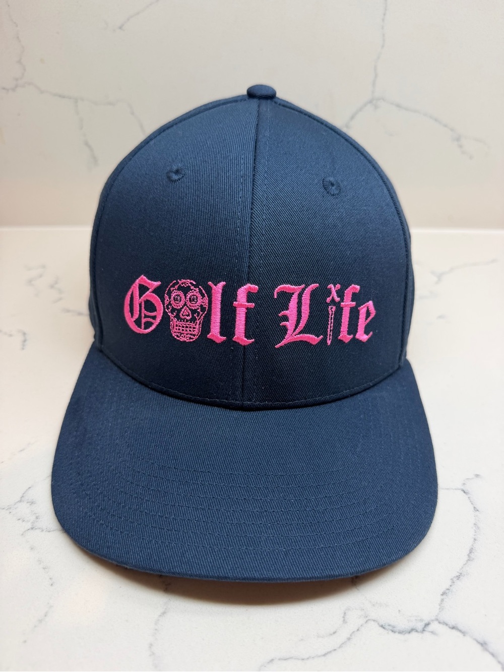 adidas Navy Cap with Pink 'Golf Life' Embroidery